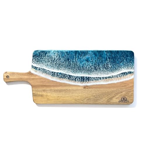 Idée cadeau planche de service unique bois et résine époxy