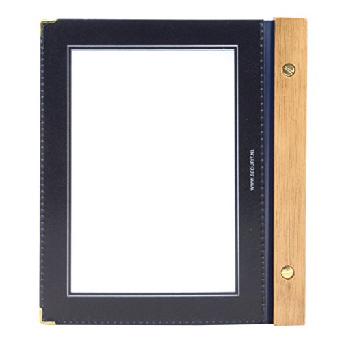Securit Wood A5 Menukarte inkl. 2 dopplete Einlage für Menüs (für 4 Seiten A5), Blau
