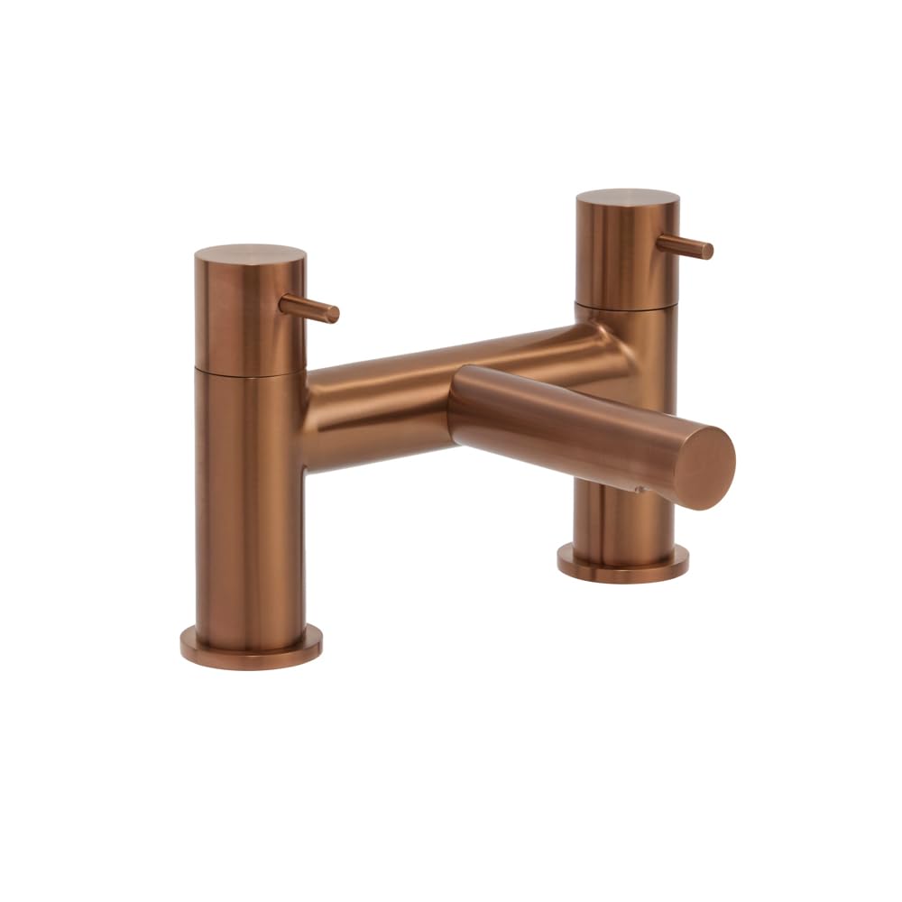 Milano Brushed Copper Otto Bathroom Bath Filler Tap Lever Handles