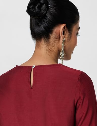 Image of BIBA Women Rayon Blend Straight Fit Solid Festive Kurta