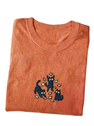 Image of RoseSeek Women's Cute Embroidered Tops Crew Neck Short Sleeve T Shirts