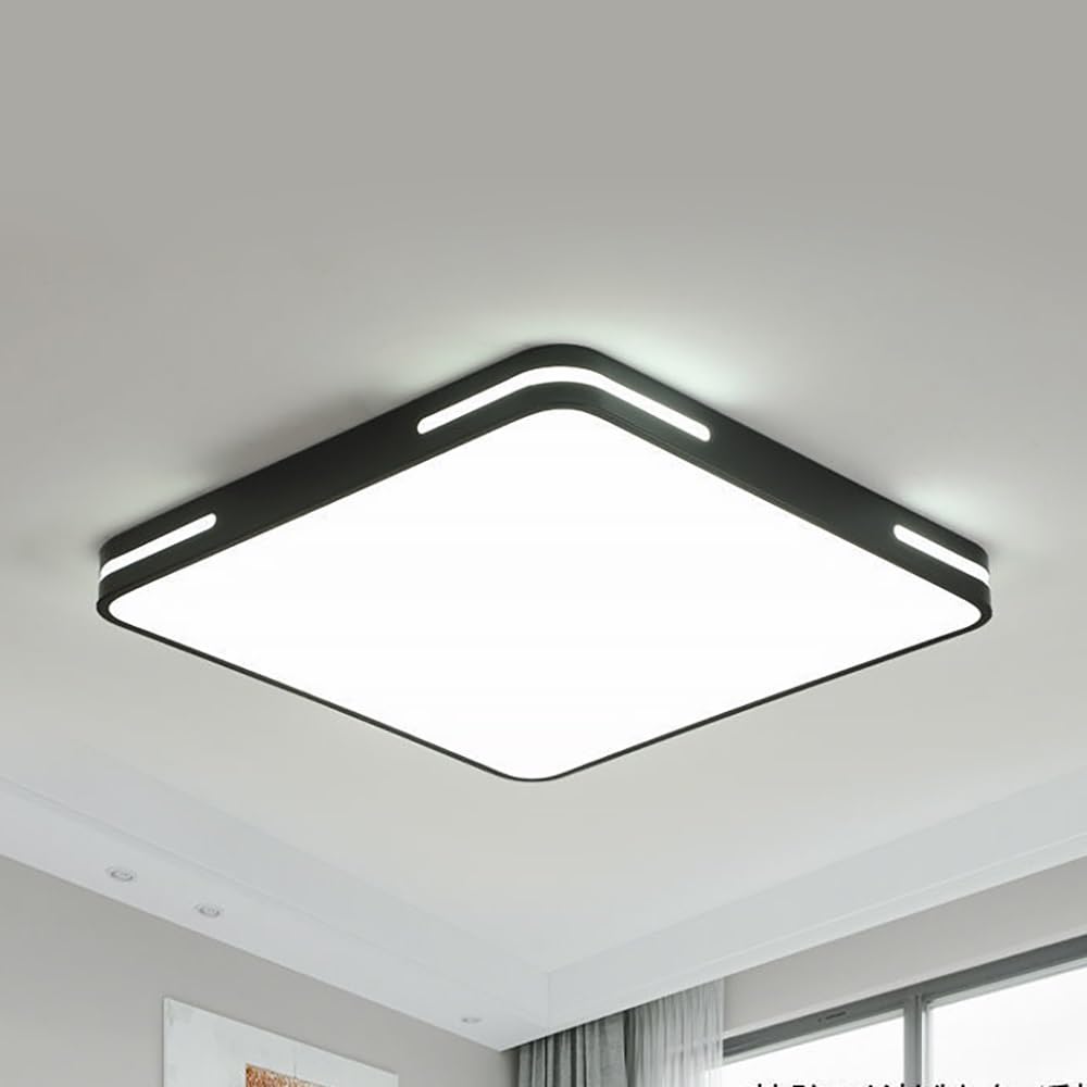 Lampy Sufitowa LED Kwadratowa Czarna Nowoczesna, Plafon Ultra Cienki Minimalistyczny Design Oświetlenie Sufitowe Panel Sypialnia Biuro(White,40cm/15.74in)