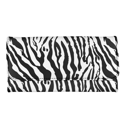 AFPANQZ Zebra Pattern Women's Wallets Large Capacity with RFID Protection Waterproof Leather Long Clutch Phone Holder Zip Pocket, Buckle Closure, Ladies Purse