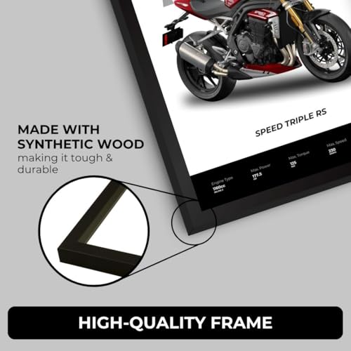 Image of Triumph Speed Triple RS Poster | Superbike Triumph Framed Poster | Framed Matt Superbike | Bike Posters A3 Size (31 x 23 cm) | Speed Triple RS Bikes Posters for Wall, Home, Bedroom, Living room decoration (F 030)