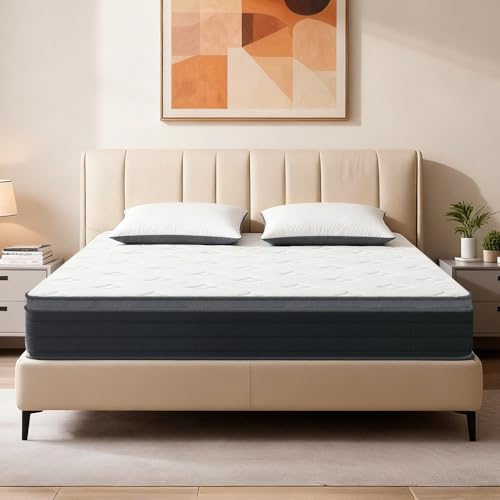 EIUE Mattress,Pocket Spring,Medium Firm,Breathable & Supportive,Queen,10 Inch Hybrid,White