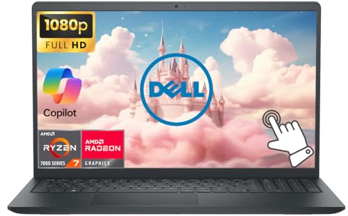 Image of Dell Inspiron 15.6 inch FHD Touchscreen Business Laptop Computer, 8-core AMD Ryzen 7 Processor, Windows 11 Laptop with AI Copilot Ready, 8GB RAM 256GB SSD, AMD Radeon Graphics, Numeric Keypad, Black