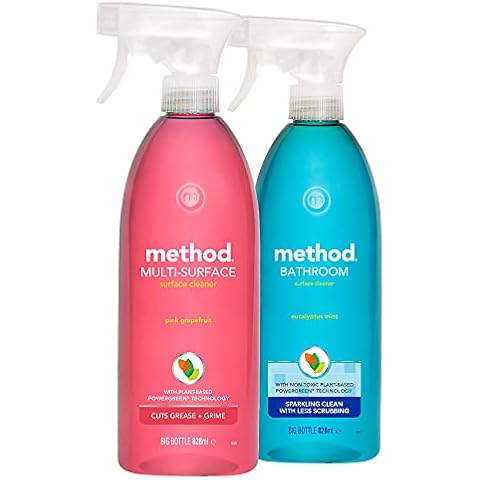 Method Multi Purpose Cleaner, Pink Grapefruit + Method Bathroom Cleaner, Eucalyptus Mint, 2X 828 ml Cover