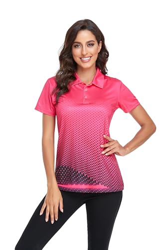 Little Beauty Women's Golf Polo Shirts Short Sleeve Moisture Wicking Tennis Athletic Shirt with 3 Button - Additional View