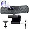 Cámara web 4K con autofoco para PC, 4 micrófonos AI con cancelación de ruido, corrección de luz automática, cámara web para computadora con FOV de 85°, cámara web USB C Plug&Play con trípode y