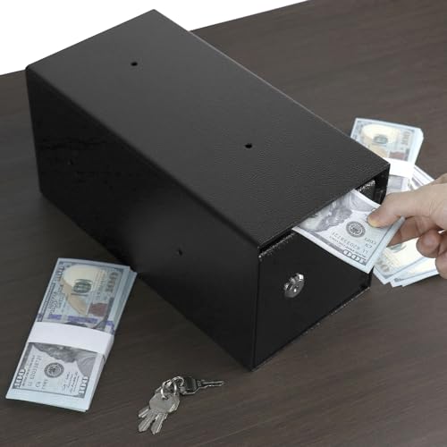 QWORK Heavy-Duty Key Lock Depository Drop Safe Lock Box with Anti-Theft Slot for Cash,Key, Receipts, Document Storage - for Small Businesses, Retail by QWORK - Used condition - Image 2