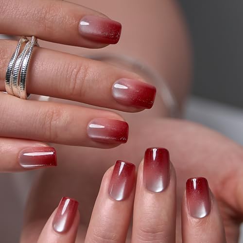 Image of CurvLife Soft Gel Square Press-On Nails Short, Reusable Fake Nails with Glue & Adhesive Tabs, 30PCS Salon-Quality Stick-On Nails for At-Home Manicure (Champagne Dusk)