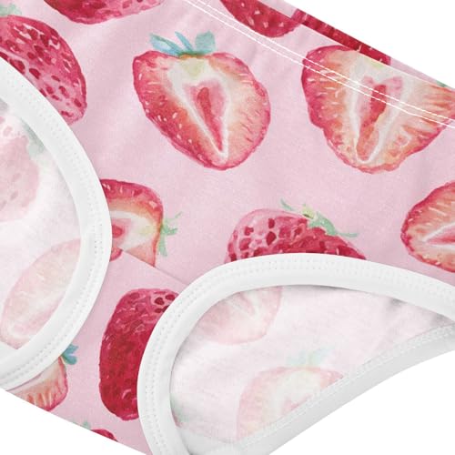 Wusikd Watercolor Strawberries Girls' Underwear Cotton Pink Girls Briefs Soft Toddler Underwear 2T4