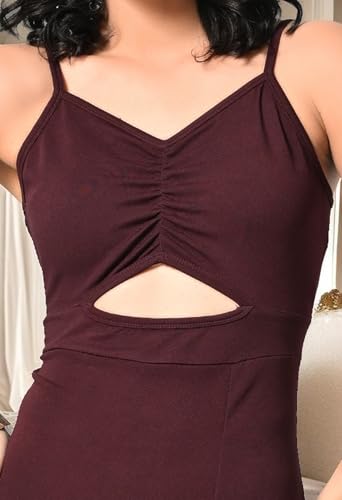 Image of IUGA Women's Cut-Out Midi Dress with Side Slit | Elegant Bodycon Dress