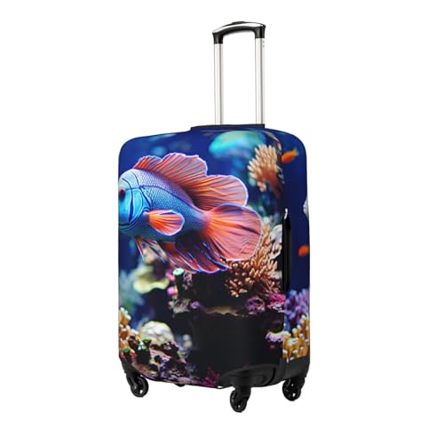 Coral Reef Fish Aquarium Travel Luggage Cover Elastic Washable Suitcase Protector Anti-scratch Thicken Baggage Covers Fit 18-32 Inch Large2