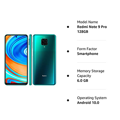 Smartphone Xiaomi Redmi Note 9 Pro Verde 128GB, Tela de 6.67