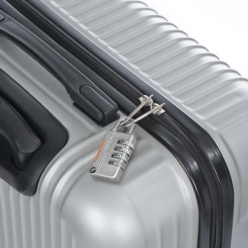 Image of PATIKIL Security Steel Cable with 4 Digit Combination Lock, 2 Set 4.9Ft Coated Safety Wire Rope Double Loop Padlock for Outdoor Travel Luggage, Gray