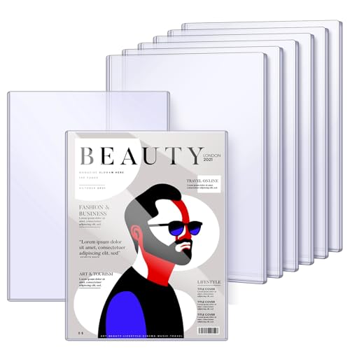 VOKOY 8 Pack Hard Plastic Magazine Protectors, Crystal Clear Magazine Display Sleeves Premium PVC 5mm Thick Plastic Protection Regular Magazines Storage for Collector Small Business, 9 x 11.5 Inch