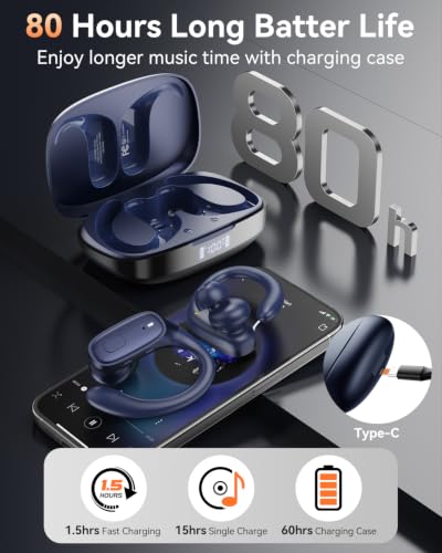 Image of Wireless Earbuds with Ear Hooks, Running Headphones, Ear Buds for Sports