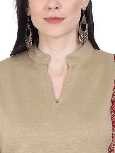 Image of Rosary Women's Winter Woolen Kurti Jacquard Straight Fit Ethnic Wear with 2 Side Pockets