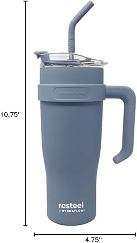 Miniatura 6 de HYDRAFLOW Re-Steel - Botella de agua Capri 20 onzas de triple pared aislada al vacío, acero inoxidable reciclado, a prueba de fugas, sin BPA, con