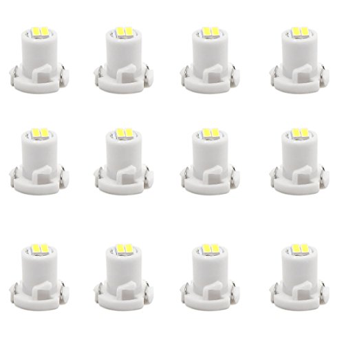 sourcing map 12pcs 12V T4.2 2-3014 White LED Car Interior Dashboard Light Bulb