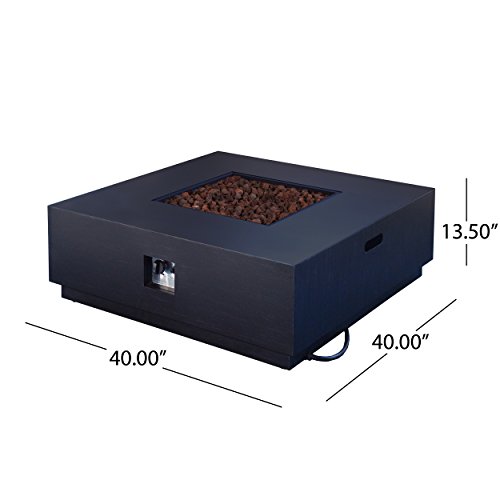 Christopher Knight Home Wellington Outdoor Iron 40" Square Fire Pit - 50,000 Btu, Dark Grey #TOP7