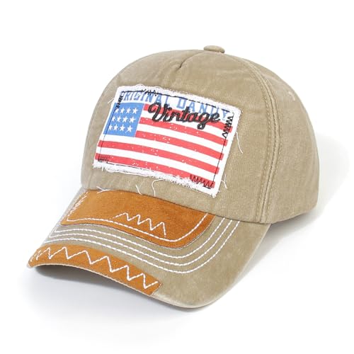 Image of Handcuffs Distressed Cotton Baseball Cap for Men & Women with Adjustable Buckle | Casual Hat | Khaki