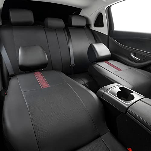 Car-Grand Leather Car Seat Covers, Breathable And Waterproof Faux Leather Automotive Seat Covers For Cars Suv Pick-Up Truck Sedan, Universal Driver Seat Cover With Backrest (Full Seat, Black&Red) #TOP4