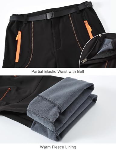 Rdruko Men's Snow Ski Pants Waterproof Insulated Winter Outdoor Snowboard Hiking Fleece Pants with Belt4