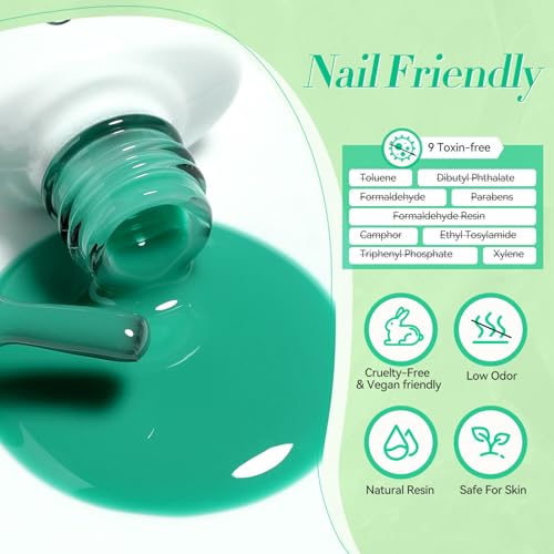 Born Pretty Green Gel Nail Polish, Christmas Carnival Evergreen Gel Nail Polish Set, Glitter Green Sparkle Gel Polish Nail Art Varnish Manicure Collection St. Patrick\'s Day 6PCS