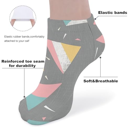 Gray Pattern Style Ankle Socks 5-Pack, Breathable Casual Athletic Socks for Women Men, One Size (6-11)3