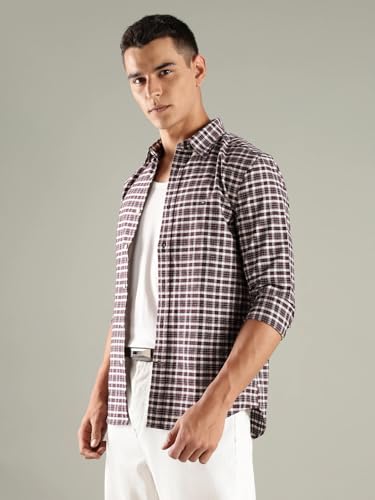 Image of Checks Slim Fit Oxford Woven Shirt