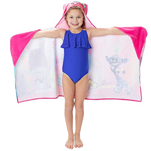Image of Trolls World Tour Bath /Pool /Beach Soft Cotton Terry Hooded Towel Wrap, 24 inch x 50 inch, By Franco Kids