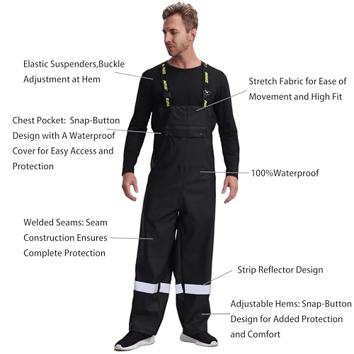 Rain Suit for Men Heavy Duty Workwear Waterproof Jacket with Pants 3 Pieces4
