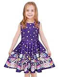 LaBeca Girls Printed Casual Party Dresses Twirly Sleeveless Dress Sparkle Unicorn L