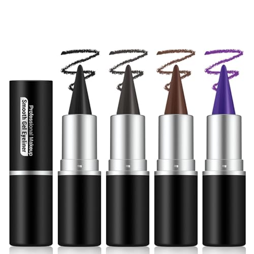 Set 4pz delineador gel ojos negro marrón gris púrpura