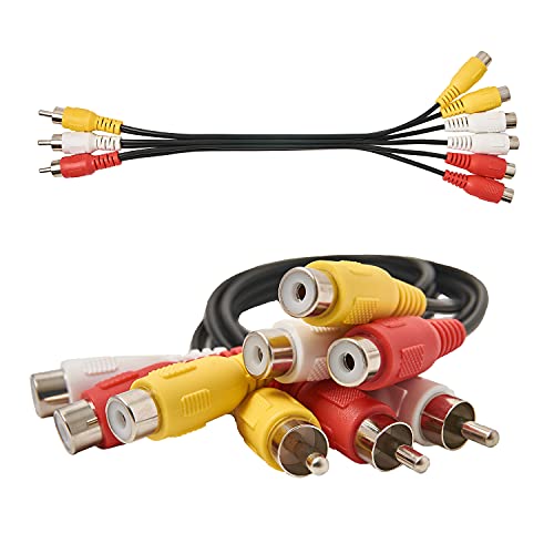AV Cable Splitter, 3 RCA Male Jack to 6 RCA Female Plug Splitter Audio Video Av Adapter Cable Composite Video Splitter Adapter Output Cables Cord