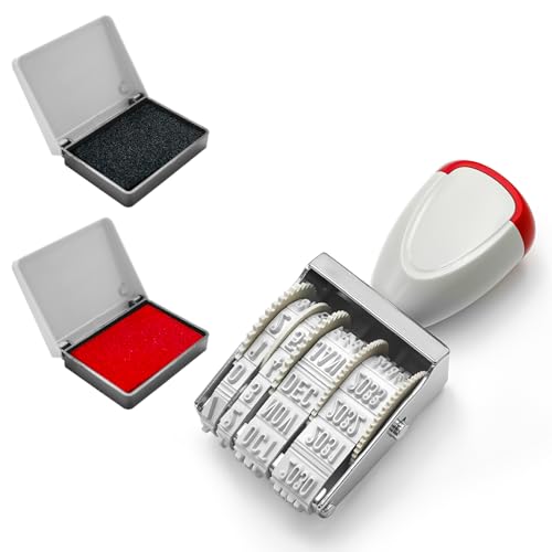 Datumsstempel, Stempel, Ziffernstempel Druckplatte, Datumsstempel ab 2025, Monat AbgeküRzt, AbdruckgrößE 4 mm (Rot und Schwarz)