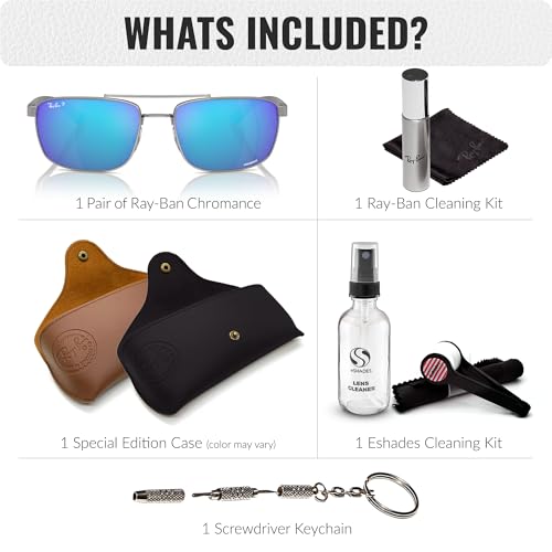 Image of Ray-Ban RB3737 CHROMANCE POLARIZED Rectangle Shape Sunglasses for Men & Women with Official Eyewear Kit
