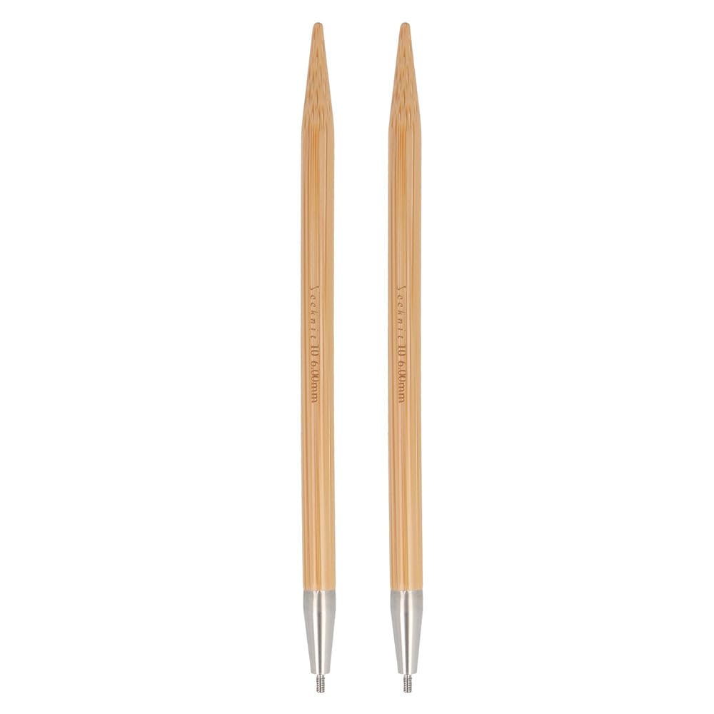 Seeknit Curve M2 Interchangeable Knitting Needle Tip - Lightweight Tip for Knitting Projects, Bamboo, 12.5cm x 6.00mm - 2 Pieces, Brown