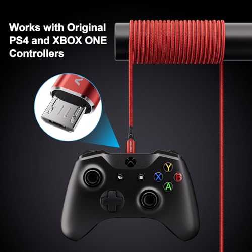 VENTION PS4 Controller Charging Cable 3FT USB to Micro USB Cable Charging Cord for Kindle Fire Paperwhite, PS4, Xbox One Controller, Nylon Braided Micro USB Charger Cable for Android Phone (Red)