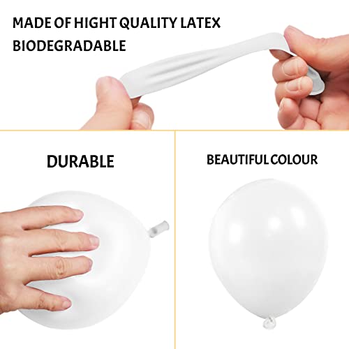 Image of White Balloons 110Pcs, 5 Inch Small White Latex Party Balloons, Mini Thick White Balloons for Wedding Birthday Baby Shower Decorations.
