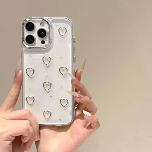Coque cœur à paillettes iPhone 13 Pro idée cadeau romantique souple