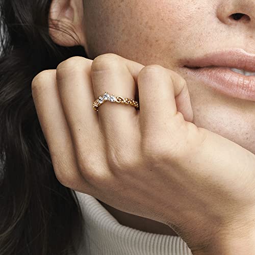 Miniatura 5 de Pandora Moments Anillo Con Diseño De Tiara Real Chapado En Oro De 14 Quilates Con Circonitas Cúbicas Transparentes, Talla 56