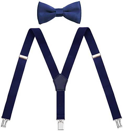 Image of Men's Boys' Bow Tie and Suspenders Set Y Shape Adjustable Elastic