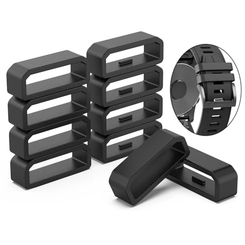 10pcs 22MM Replacement Fastener Rings Compatible with Garmin Instinct 1/2/ Fenix 5/5Plus /6/7 Silicone Connector Security Loop Keepers Ring for Forerunner 935 945 955 Watch Band Keeper Loops/Retainer