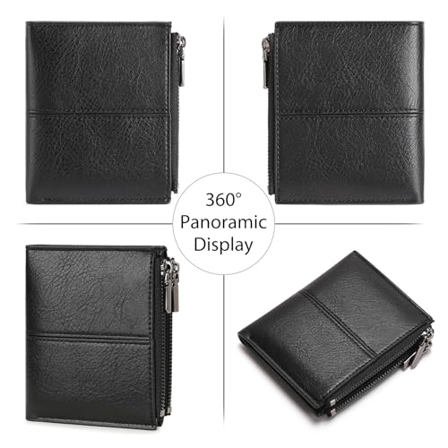 Image of Zipper Wallet for Men Bifold Wallets with 1 ID Window 7Card Slot Coin Pocket- Big Capacity Credit Card Travel Wallet