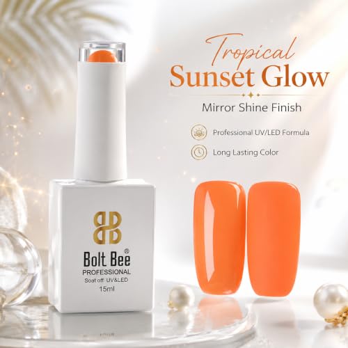 Image of BOLT BEE 15ML Gel Nail Polish 1Pc Clear Pink Glitter Nail Polish Soak Off UV LED Nail Gel Polish Nail Art Starter Manicure Salon DIY at Home, 0.5 OZ (1) (112)