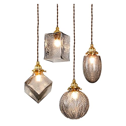 Lustre en cristal style japonais lampe suspendue cuivre loft