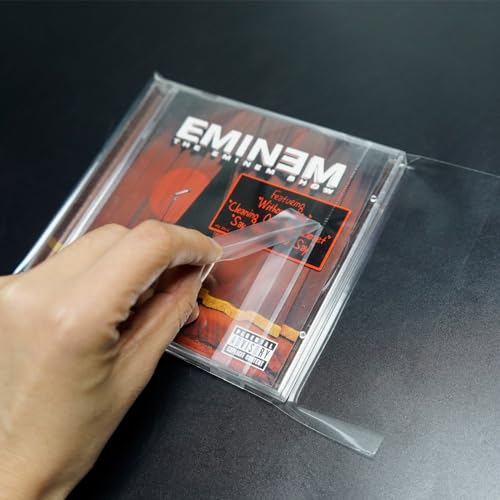 sdroceRyaM 100PCS CD Outer Sleeves Clear Plastic Sticky Protective Sleeves Anti-Static for CD and DVD Storage